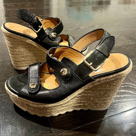 Coach Electra Espadrille Wedge Sandals in Black - Picture 7 of 16